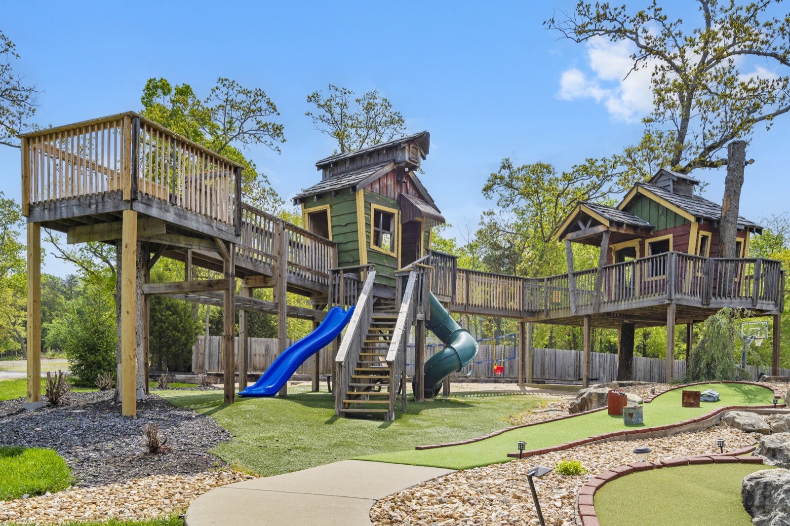 Treehouse and play area at WaterMill Cove